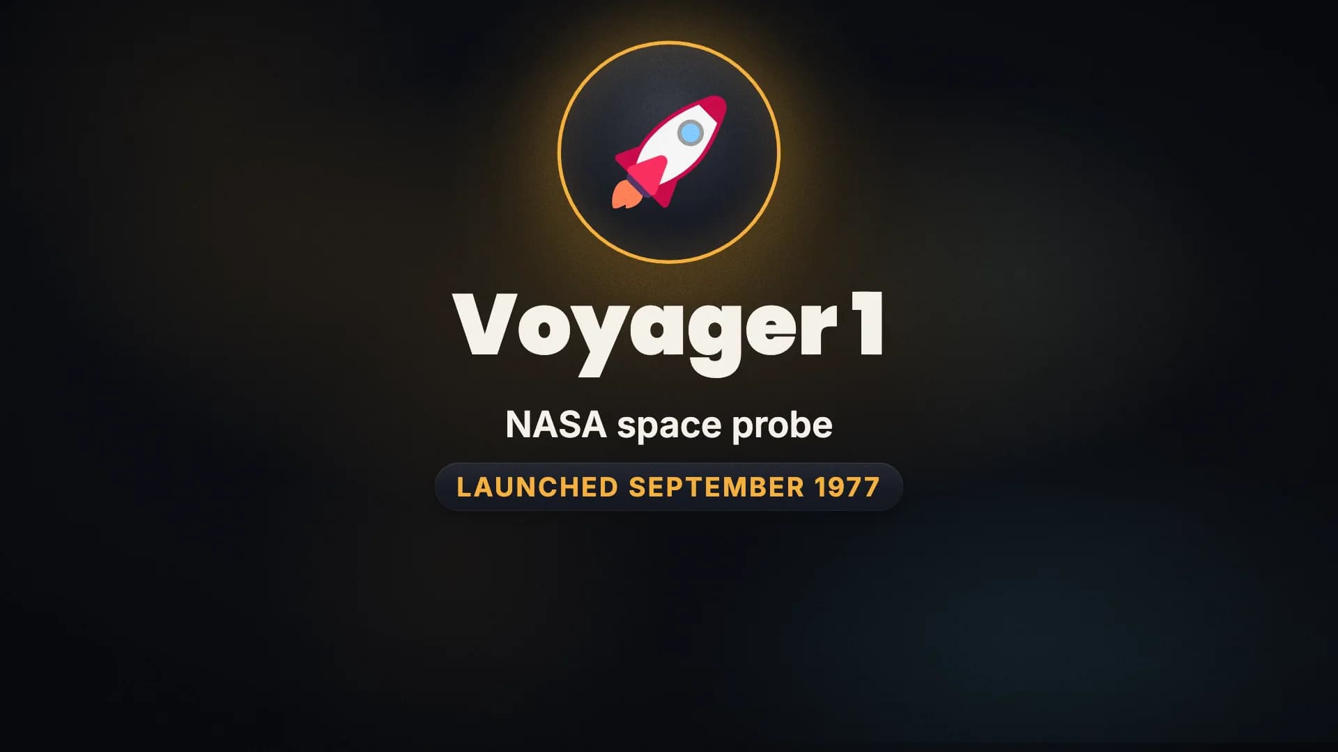 An animated graphic drawn as Name card: In September 1977, NASA launched a probe called Voyager 1.